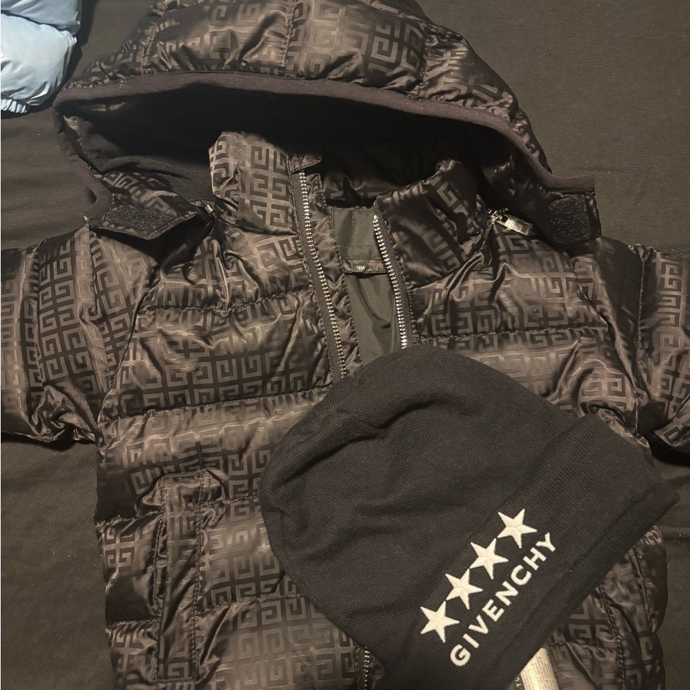 Givenchy Kids Black Patterned Jacket and Hat Set